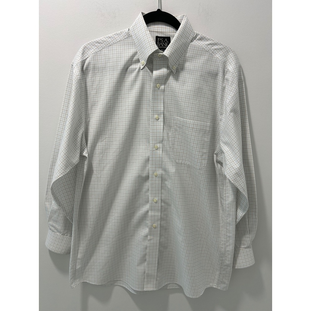 Jos. A. Bank Travelers Collection Mens 15.5 33 Cotton Tattersall Check Shirt